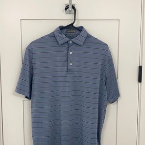 Grey and black striped Peter Millar golf polo